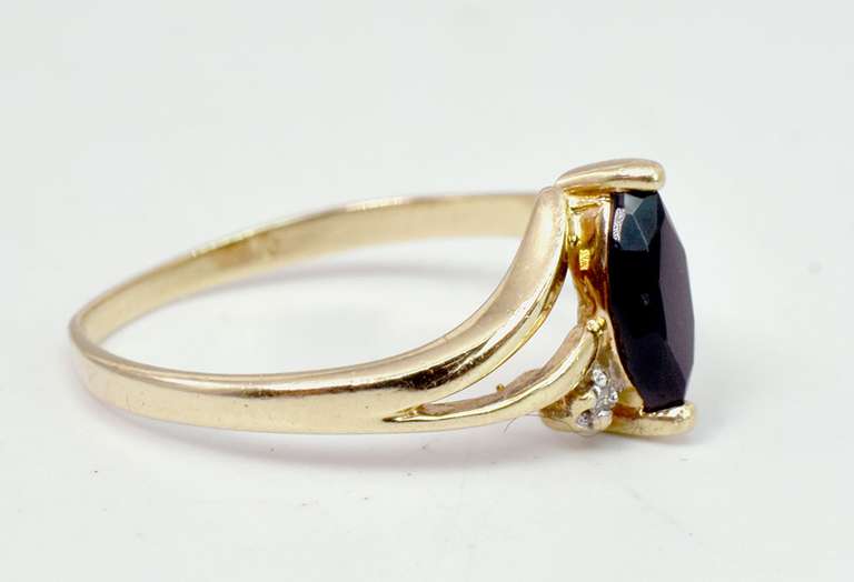 Yellow Gold Ring with Accent Diamonds