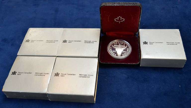 Lot Of 5 Canada 1982 1 Dollar Regina Centennial 23.3 Grams .500 Silver.