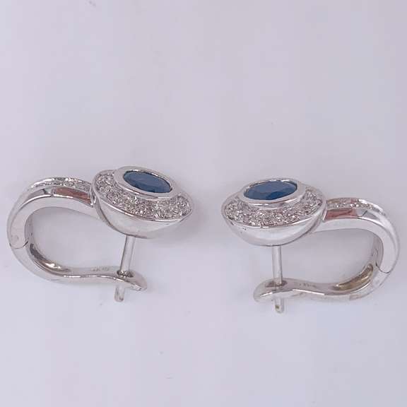14kt Gold, Blue Sapphire & Diamond Earrings
