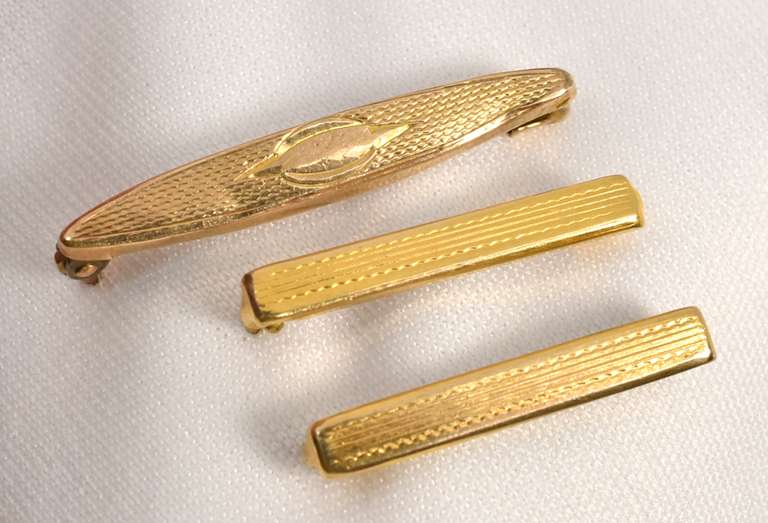 Three Antique Gold Lingerie Clips