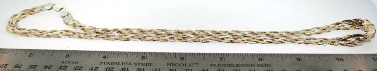 Marvelous White & Gold Italian Sterling Silver Braid Chain Necklace