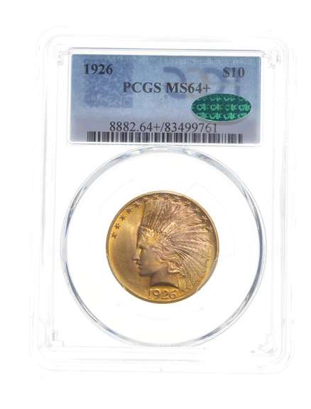 MS64+ 1926 $10 Indian Head Gold Eagle - CAC - Graded PCGS