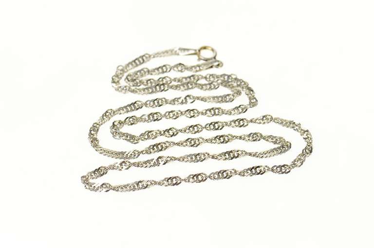 14K White Gold 2.2mm Herringbone Twist Link Spiral Chain Necklace