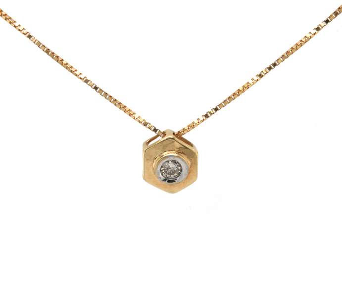 Fabulous Round Bezel Set Diamond Pendant on Chain