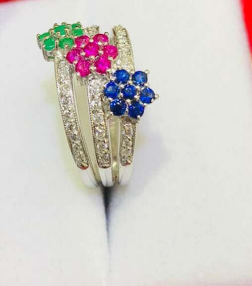 14kt Gold, Ruby, Emerald, Blue Sapphire, & Diamond Ring!
