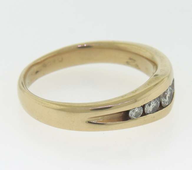 Wonderful Channel Set Diamond Yellow Gold Men's Ring