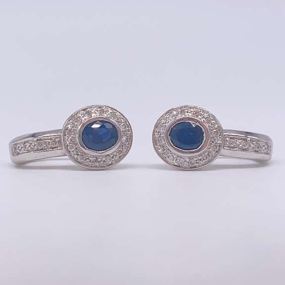 14kt Gold, Blue Sapphire & Diamond Earrings