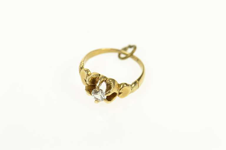 14K Yellow Gold Victorian Ornate Engagement Ring CZ Charm/Pendant