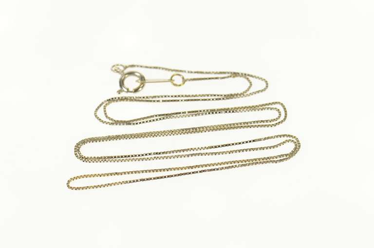 14K White Gold 0.6mm Box Chain Classic Square Link Necklace