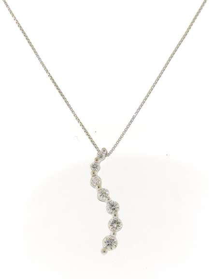 Brilliant White Gold Journey Diamond Pendant on Chain