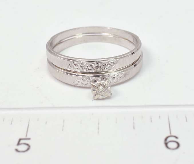 Gorgeous 14K White Gold Wedding Set