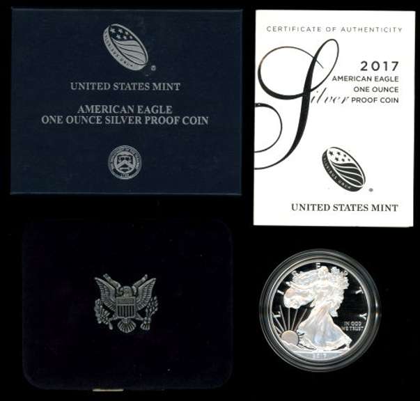 3 Different US Proof Silver Eagles: 1992, 2012, & 2017.