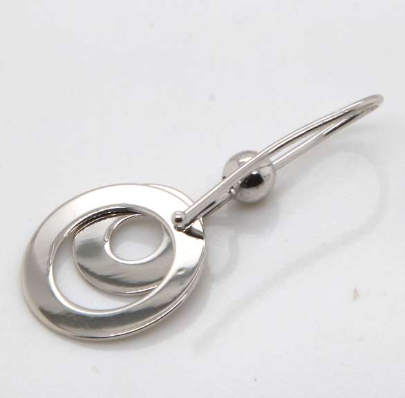 Nice White Gold Double Circle Dangle Earrings