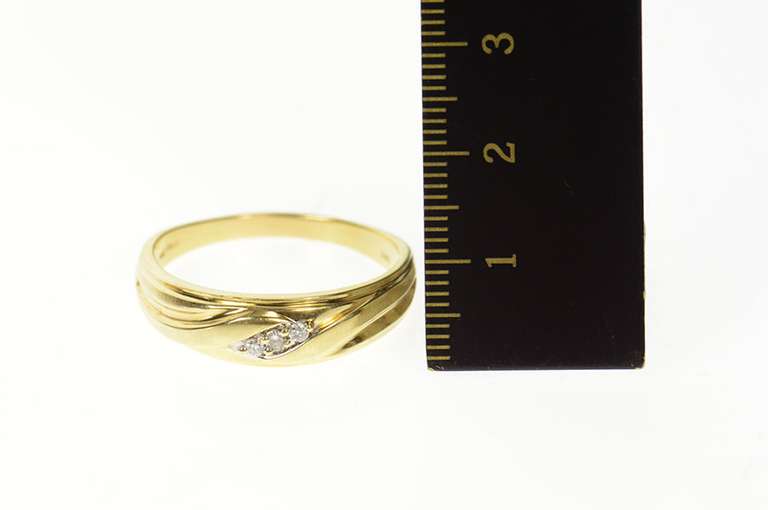 14K Yellow Gold Classic Diamond Men's Wedding Band Ring