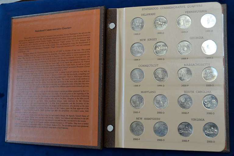 Washington Quarters Statehood Commemorative 1999-2008 Complete Dansco Album. no.7143