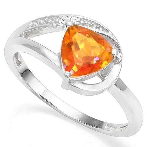 925 STERLING SILVER TRI 7MM AZOTIC GEMSTONE & DIAMOND WOMEN RING