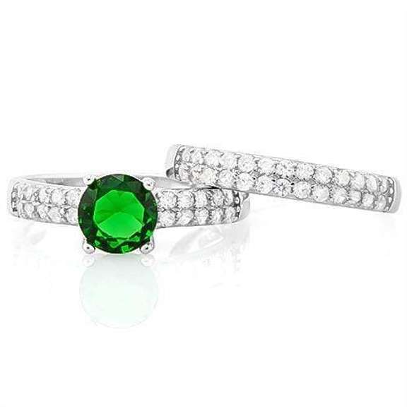 PRICELESS ! 1 1/3 CARAT CREATED EMERALD & 1/2 CARAT (52 PCS) FLAWLESS CREATED DIAMOND 925 STERLING SILVER RING