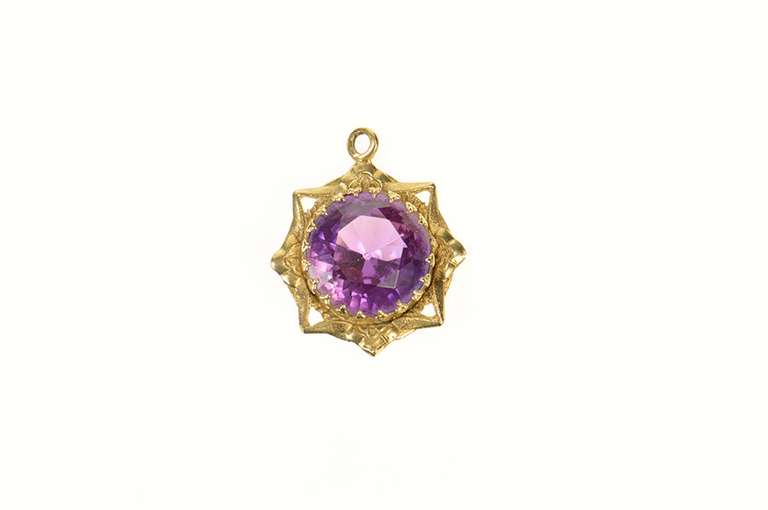 14K Yellow Gold Ornate Sim. Amethyst Victorian Star Charm/Pendant