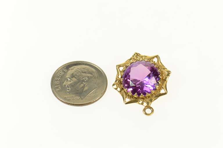 14K Yellow Gold Ornate Sim. Amethyst Victorian Star Charm/Pendant