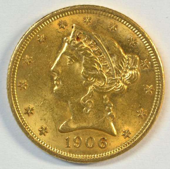 Great BU 1906 US $5 Liberty Gold Piece. Nice