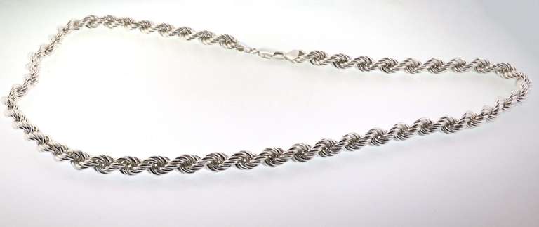 Italian Sterling Silver Rope Hollow Chain Necklace