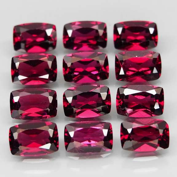 Amazing 8.17ct cushion cut cherry red Garnet set