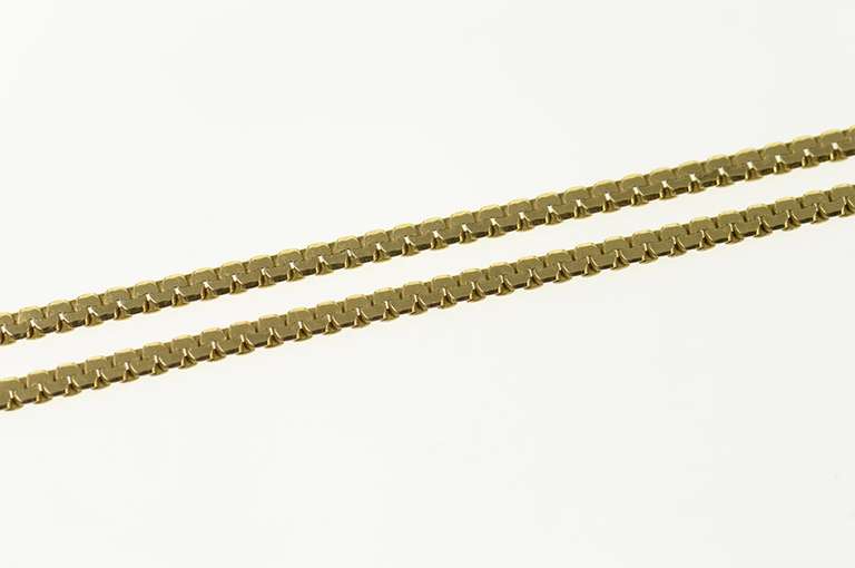 14K Yellow Gold 2.0mm Flat Link Squared Fancy Chain Necklace