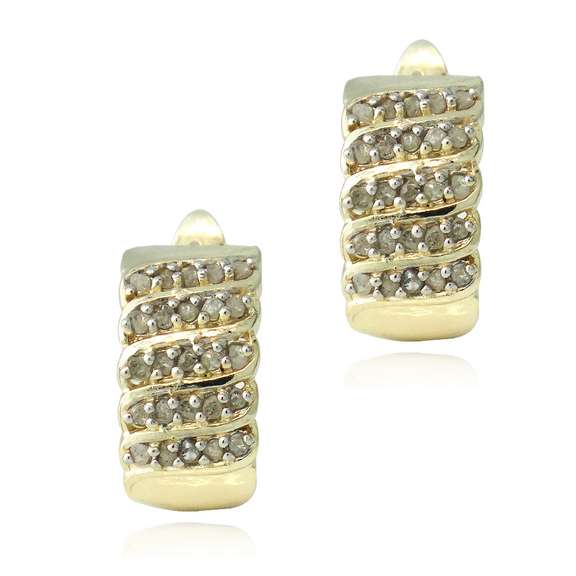 18K Gold Plated 1/2ct Diamonds Huggie Earrings