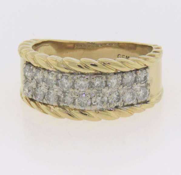 Dazzling Yellow Gold 1cts Diamond Wedding Band