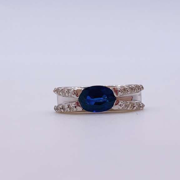 14kt Gold, Blue Sapphire, & Diamond Pendant
