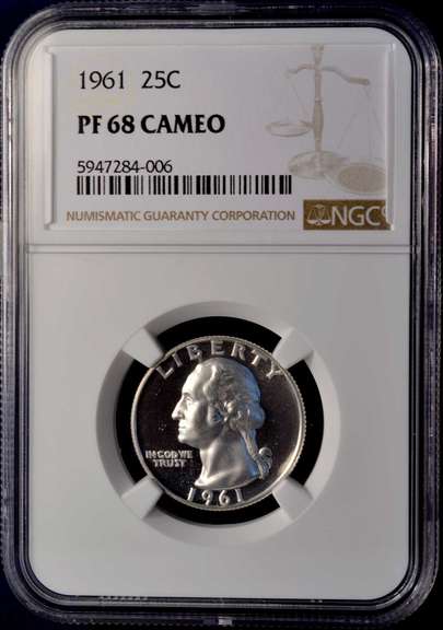1961 Proof Washington Quarter NGC PF68 CAMEO