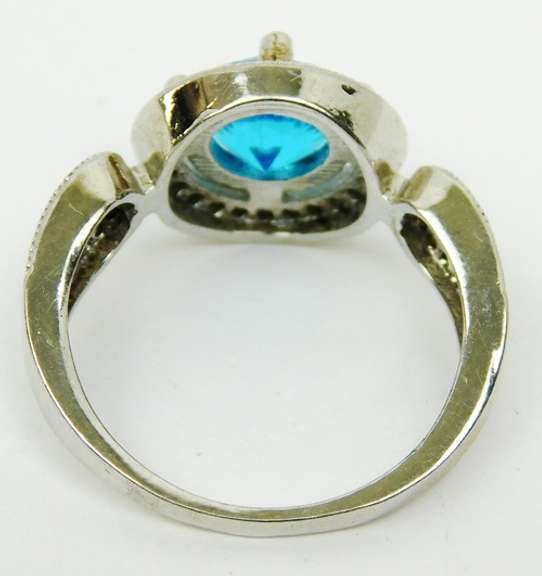 Sterling Silver Vibrant CZ Halo Ring, Size 8