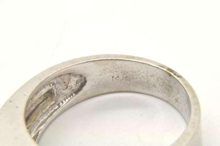 MENS 14 KT WHITE GOLD DIAMOND RING