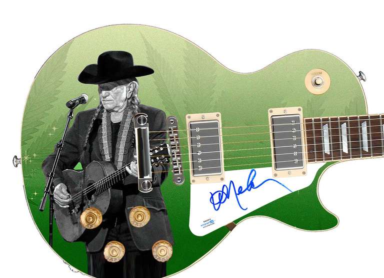 Willie Nelson Autographed Signed Live Graphics Photo Guitar ACOA