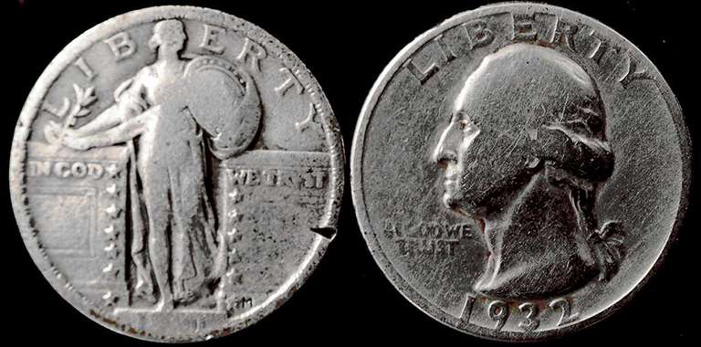 Lot Of 1921 Standing Liberty & 1932-D Washington Quarters
