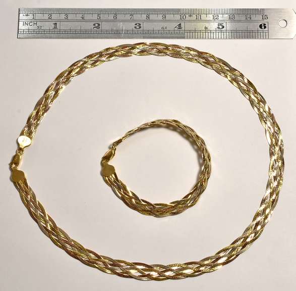 Sparkling Bi-Color Sterling Necklace & Bracelet