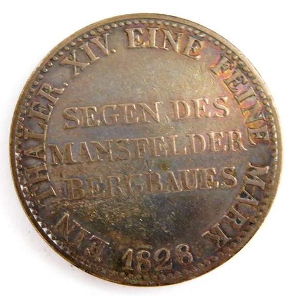 Rare 1828 A Thaler X.I.V. Silver Prussia Germany Coin