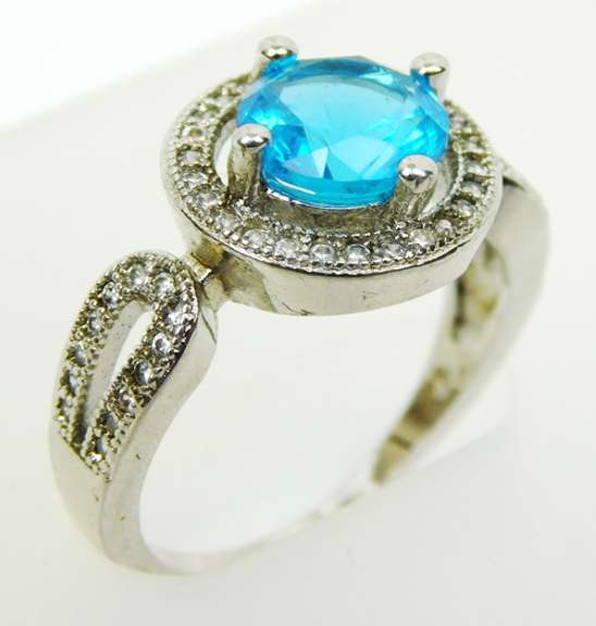 Sterling Silver Vibrant CZ Halo Ring, Size 8