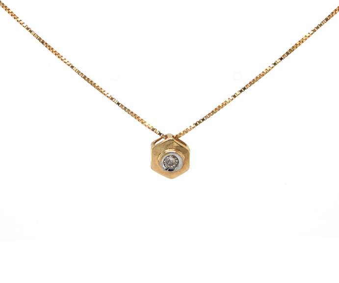 Fabulous Round Bezel Set Diamond Pendant on Chain