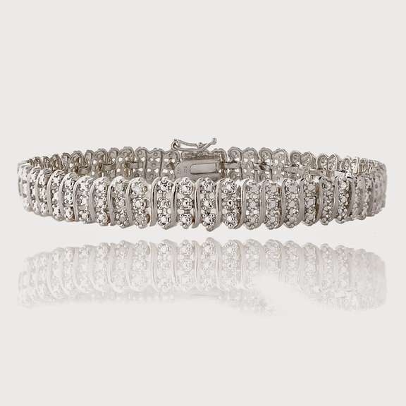 Silver Tone 1 Ct TDW Diamond S Pattern Tennis Bracelet