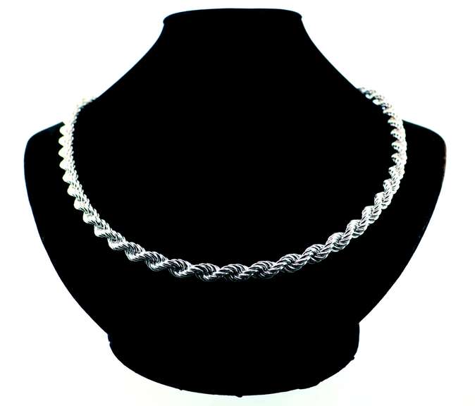 Italian Sterling Silver Rope Hollow Chain Necklace