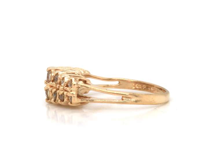Stunning Yellow Gold Diamond Pyramid Ring