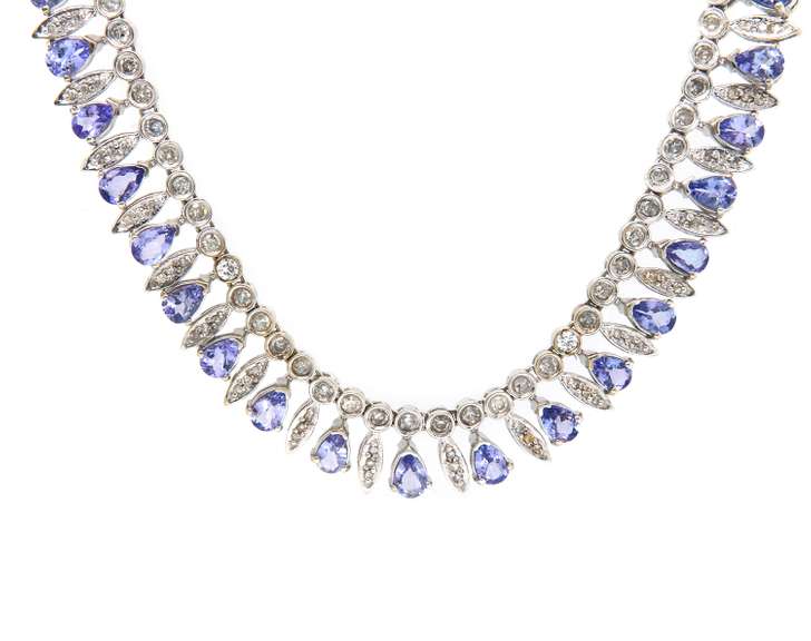 Breathtaking White Gold Tanzanite and Diamond Choker Necklace