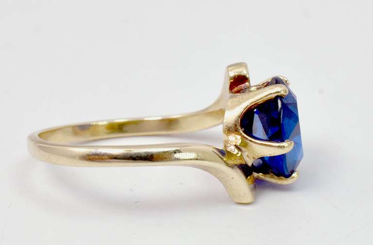 Bold Blue Gemstone on Yellow Gold Ring