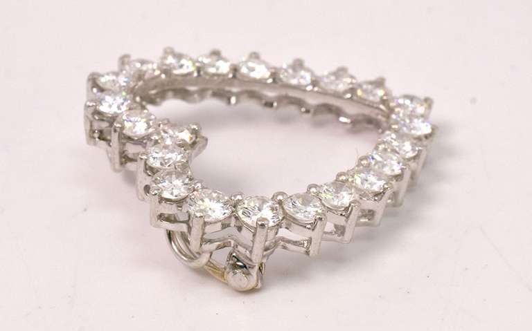 Stunning Diamond Heart Pendant/Pin Set in 14k White Gold.