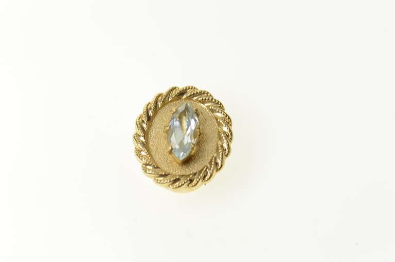 10K Yellow Gold Marquise CZ Rope Trim Slide Bracelet Charm/Pendant