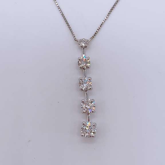 14kt Solid White Gold & Diamond Necklace