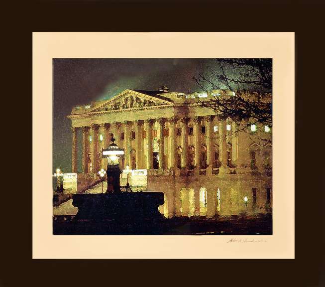 House side of the US Capitol Watercolor Effect at Night  Abbas Shirmohammadi