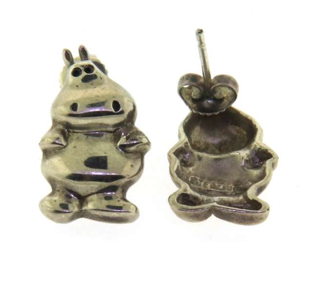 Sterling Silver Hippo Stud Earrings