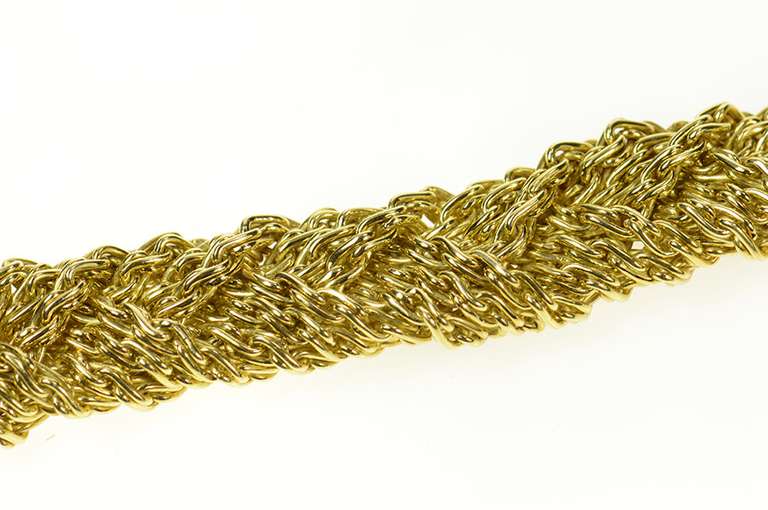 18K Yellow Gold Bvlgari Designer Woven Braid Chain Bracelet